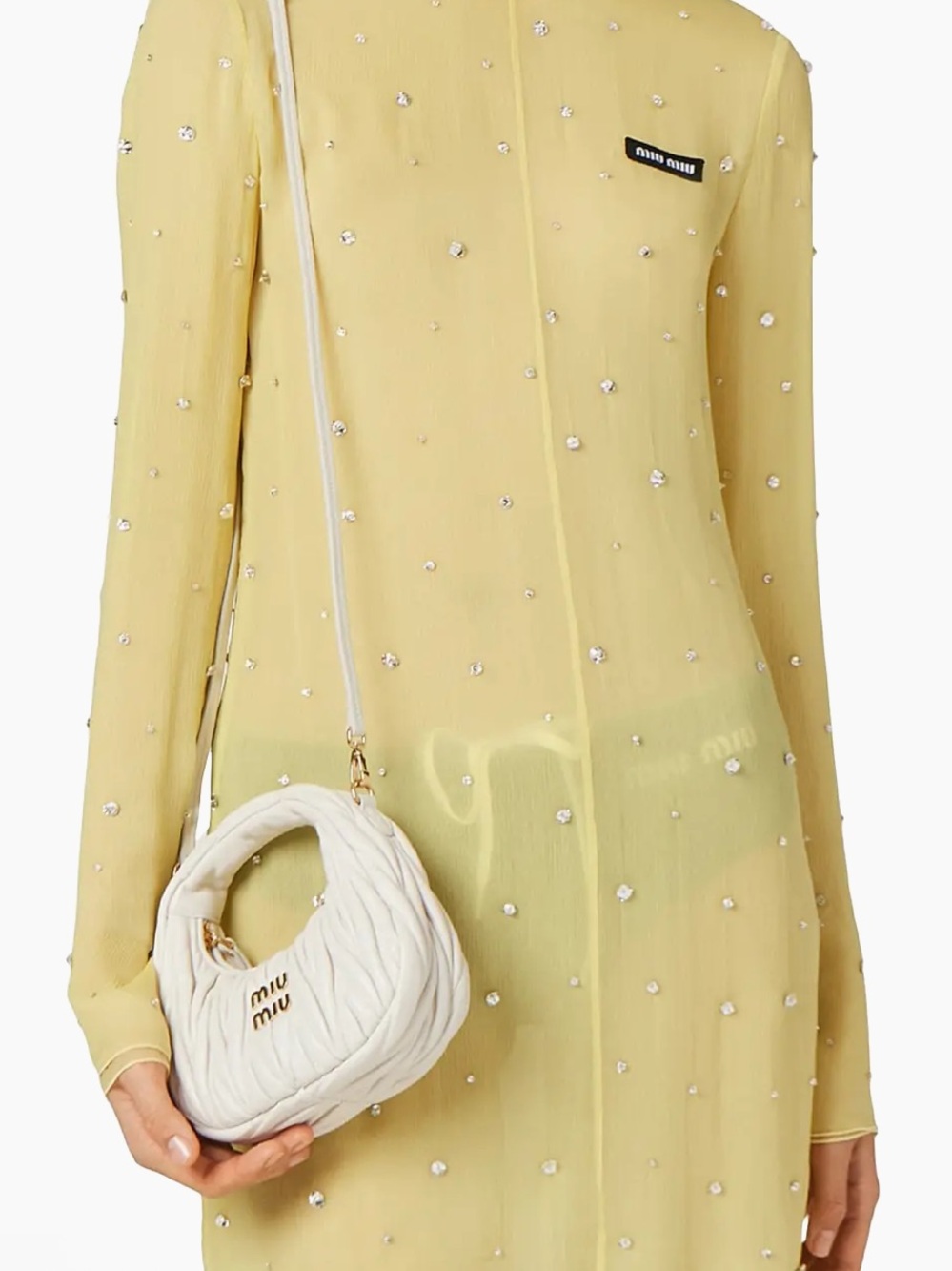 Second Hand Miu Miu Cream Quilted Matelassé Mini hand Bag with Gold Hardware - Picture 14 of 16